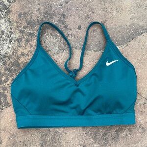 Nike Women's Sports Bra Dark Teal / Green with White Logo Size Medium